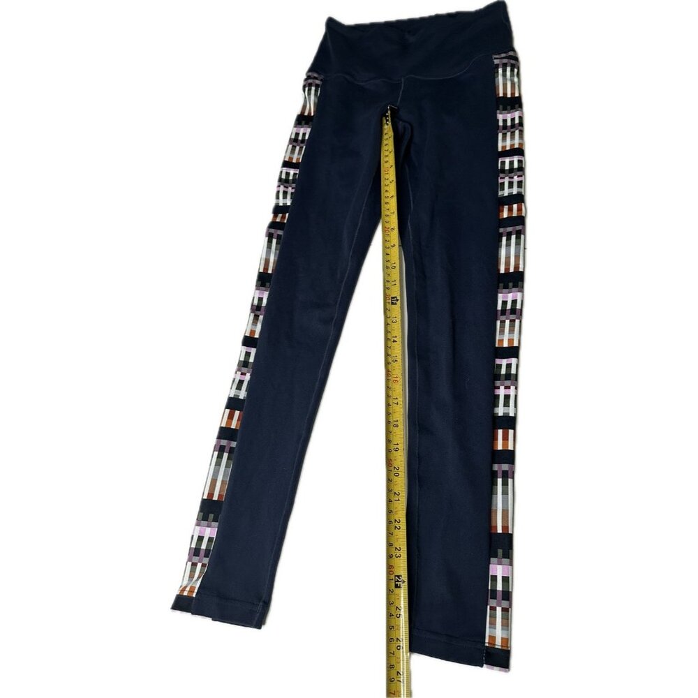 Prana Laye Navy Blue Striped Plaid High Rise Pocket Tight Leggings Size Small - Picture 7 of 9